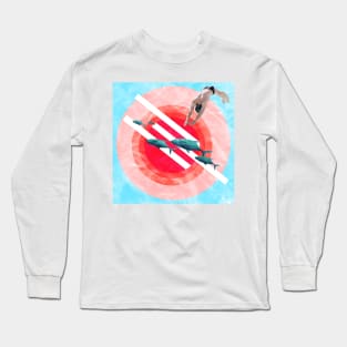 Swimming instructor surreal geometric Long Sleeve T-Shirt